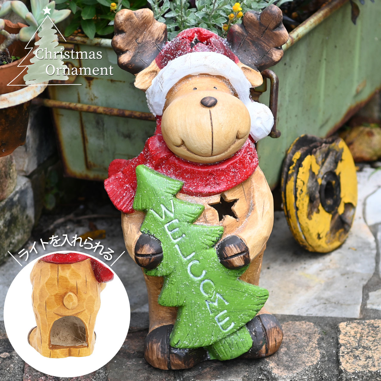 【中古】トナカイ 親子 ぬいぐるみ クリスマス オブジェ 置物 クリスマス オブジェ トナカイ 高さ33cm 飾り 人形 置物 雑貨 かわいい