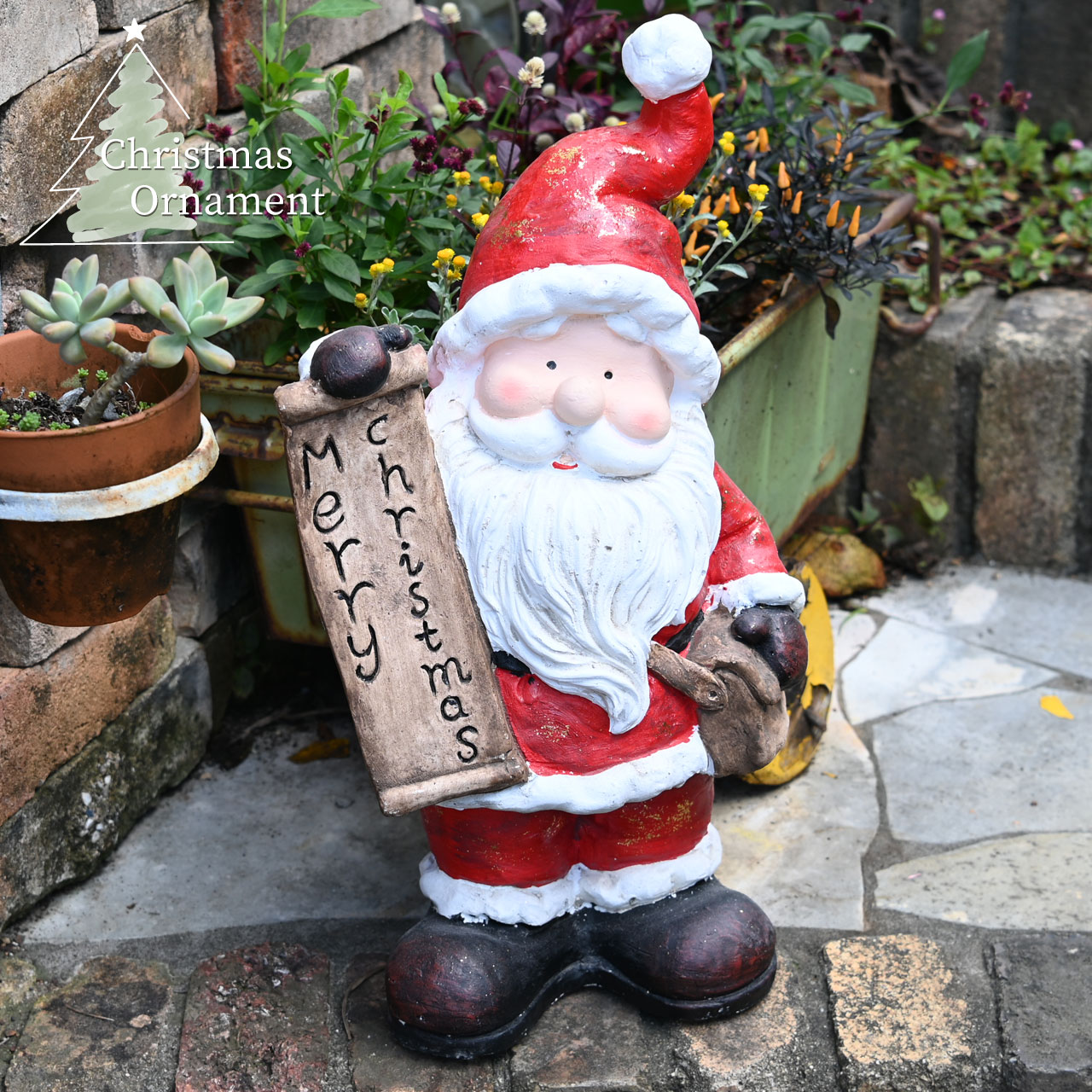 英国 Smart Garden クリスマスオブジェ 水玉サンタクロース ブリキ製