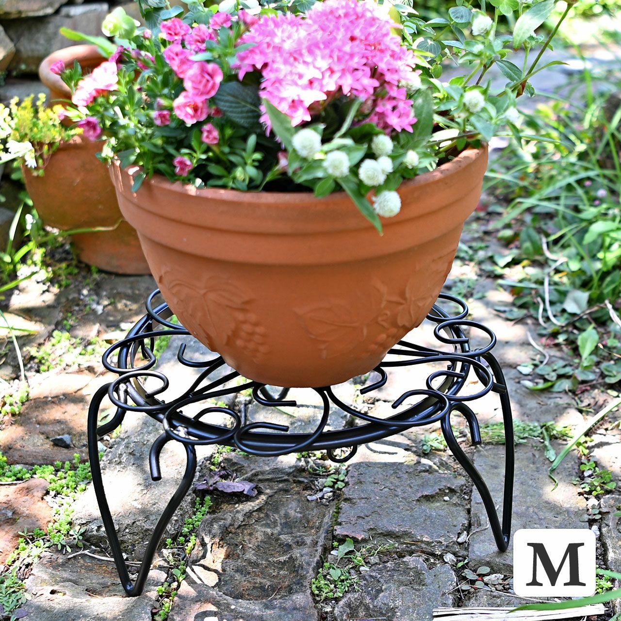 ハートロースタンド＆アラベスクフラワープレート セット 花台 M