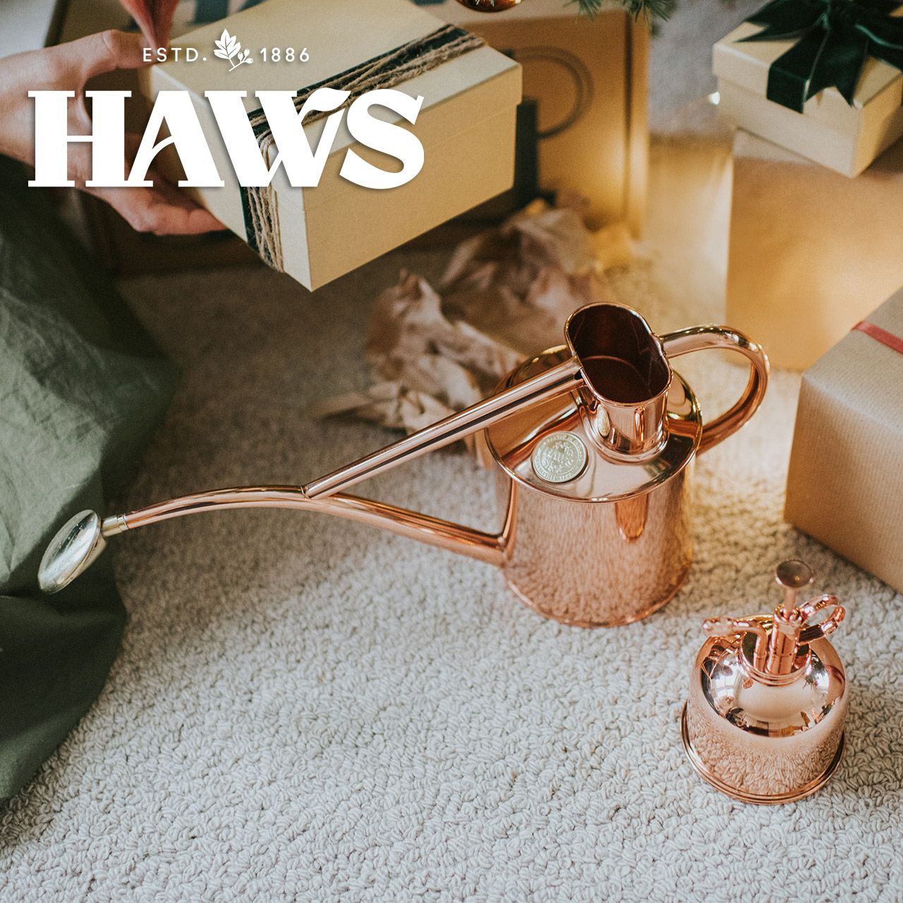 英国 HAWS 銅製インドアカン1L＆ミストスプレー じょうろ 霧吹き 水