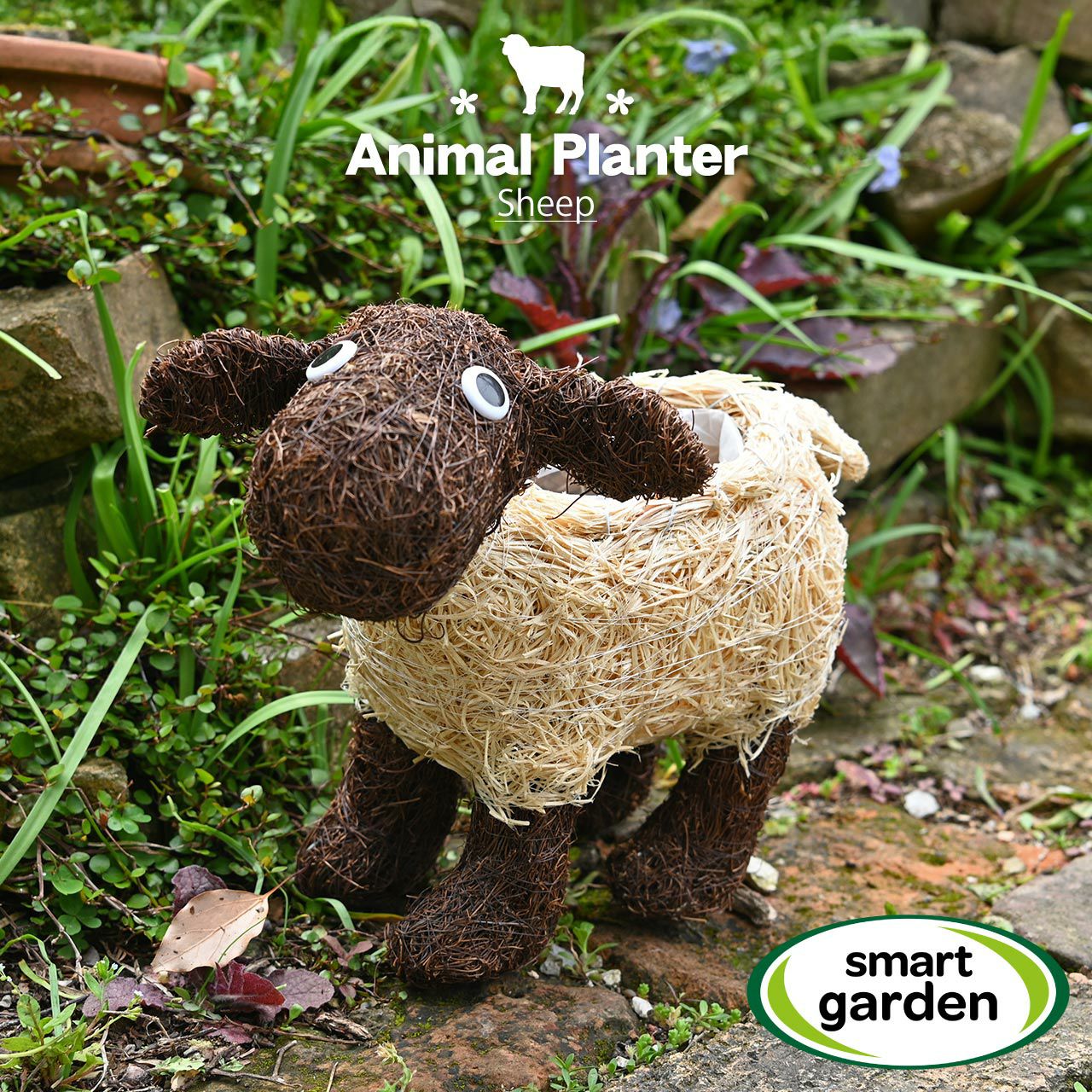 スペイングラナダ製ラバ 石造り 動物モチーフ プランター 鉢 ガーデニング 英国 Smart Garden ガーデンアニマルプランター シープ ひつじ 鉢植え