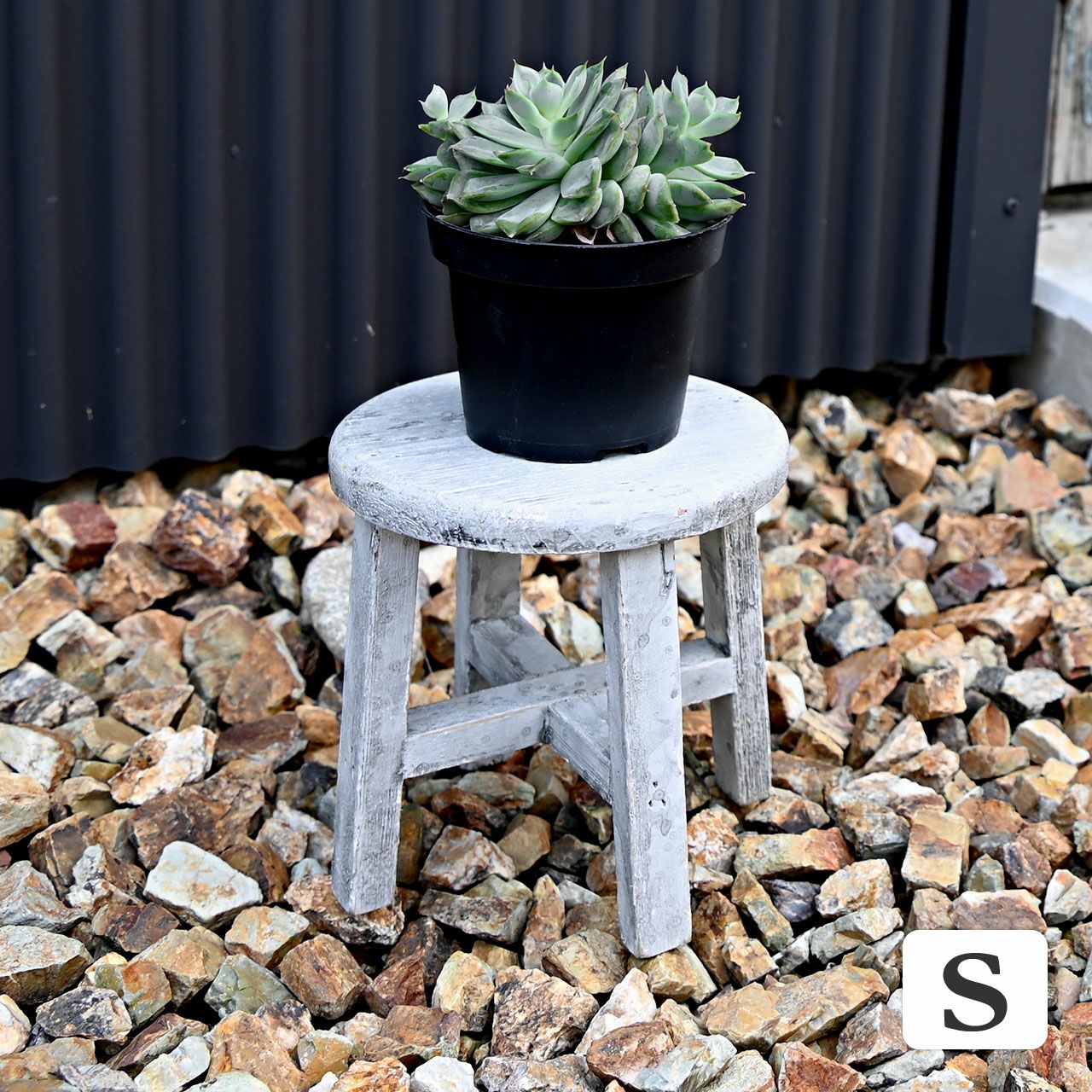 ウッドフラワースタンド Sサイズ ホワイト 丸 木製 鉢置き台