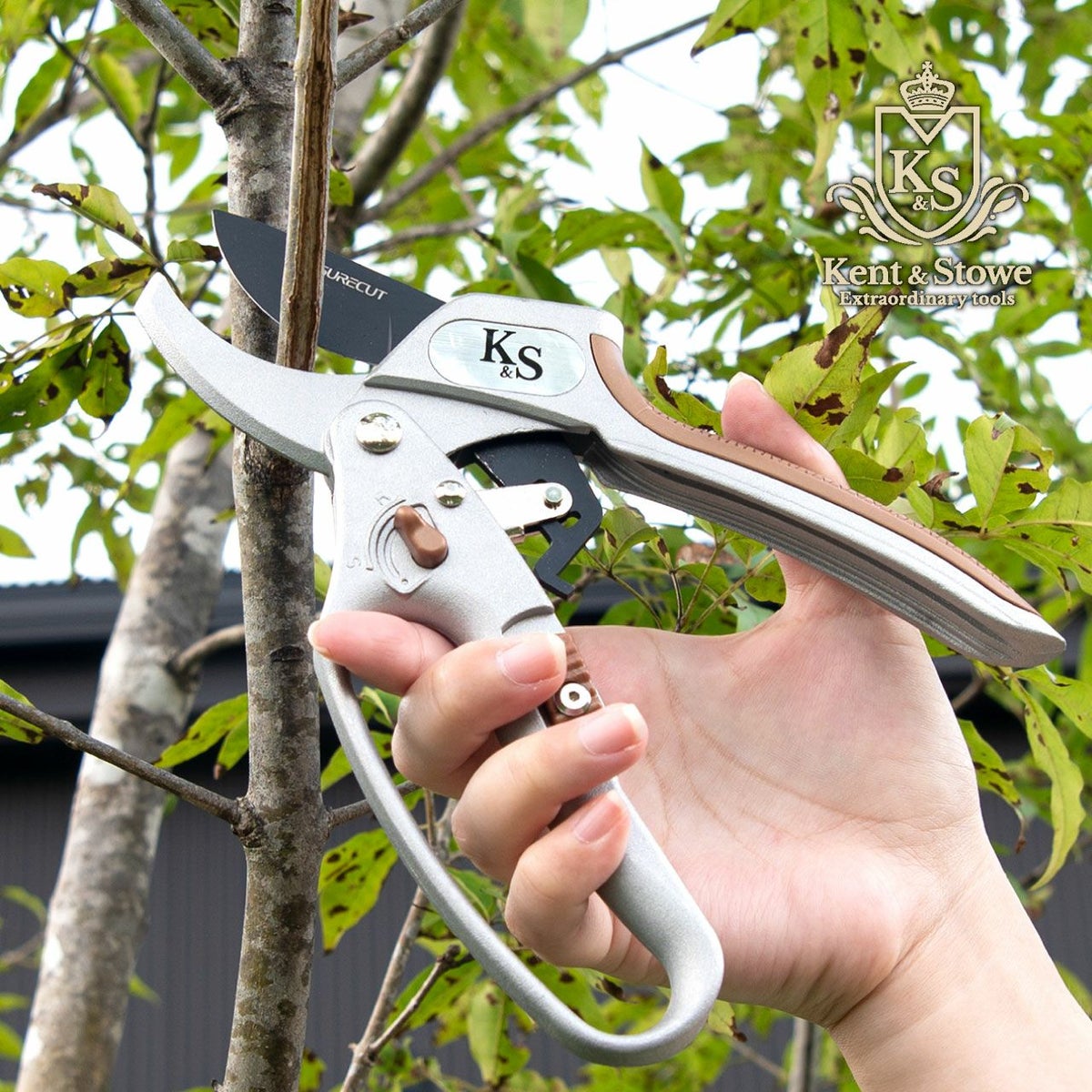  Kent&Stowe ケント＆ストウ ラチェット剪定鋏(剪定ばさみ) アンビルタイプ